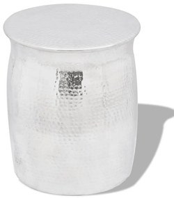 Mesa de apoio/banco em alumínio martelado, prateado