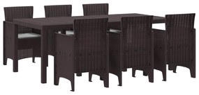vidaXL Conjunto de Jantar para Jardim 7 pcs Castanho Rattan Polt