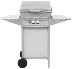 Grelhador a gás com 2 zonas de cozinhar aço inoxidável prateado