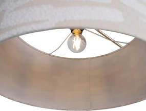 Candeeiro de pé dourado ajustável com abajur listrado branco e bege 50cm - Editor