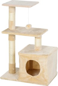 Arranhador para Gatos 50x30x81,5 cm Centro de Atividades para Gatos com Poste de Sisal Plataformas e Caverna Bege