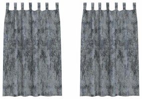 Cortinas de Veludo 2 peças com Ilhós Cinza Prata 175x140 cm