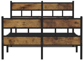 Estrutura de cama sem colchão 120x190 cm metal carvalho fumado
