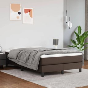 vidaXL Cama com molas/colchão 120x200 cm couro artificial castanho