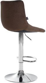 Conjunto de 2 bancos de bar Jerry em veludo com estrutura cromada 87-108,5 x 43 x 46,5 cm Castanho