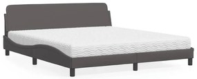 vidaXL Cama com colchão 180x200 cm couro artificial cinza