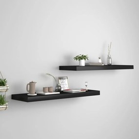 vidaXL Prateleiras parede suspensas 2 pcs 80x23,5x3,8cm MDF preto