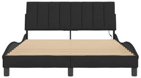 Estrutura de cama c/ luzes LED 140x190 cm veludo preto