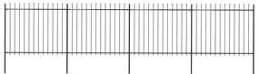 vidaXL Cerca de jardim com topo em forma de lança em aço 714,5x150 cm, preta