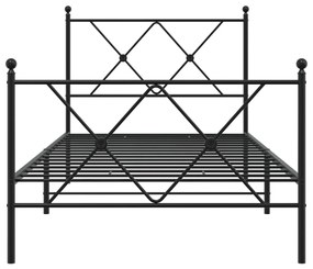 Estrutura de cama com cabeceira e pés 90x190 cm metal preto