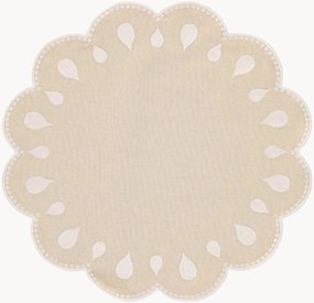 Individual de mesa redondo com bordado Gotas