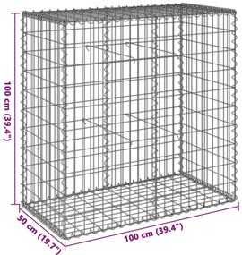 Cesto gabião com cobertura 100x50x100 cm ferro galvanizado