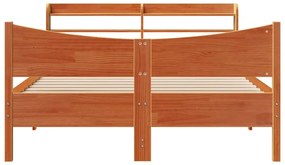 Estrutura cama c/ cabeceira 120x190cm pinho maciço castanho-mel