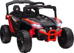 AIYAPLAY Carro Elétrico Infantil Vermelho 12V com Suspensão Traseira 2 Motores Faróis e Música 88x57,5x55,5 cm | Aosom Portugal