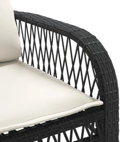 4 pcs conjunto de sofás para jardim c/ almofadões vime PE preto