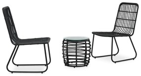 3 pcs conjunto bistrô vime PE preto