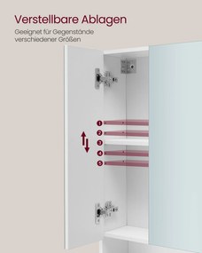 Armário de casa de banho parede com 3 portas 16,5 x 70 x 75 cm branco