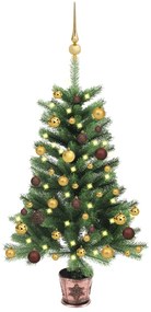 vidaXL Árvore Natal artificial pré-iluminada c/ bolas 90 cm verde