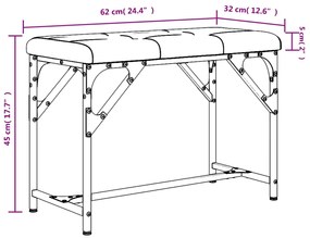 Banco de jantar 62x32x45 cm aço e tecido cinzento-claro