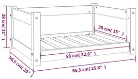 Cama para cães 65,5x50,5x28 cm madeira de pinho maciça preto