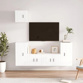 vidaXL Conjunto móveis de TV 5 pcs madeira processada branco