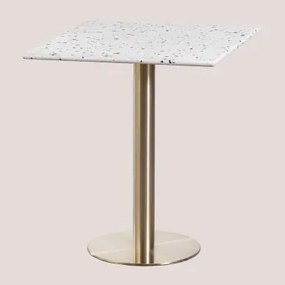 Mesa De Bar Quadrada 60x60 Cm Em Terraço Malibu Branco & Ouro Champagne - Sklum