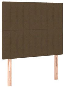 Estrutura de cama sem colchão 90x190 cm tecido castanho-escuro
