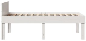 Estrutura de cama sem colchão 80x200 cm pinho maciço branco