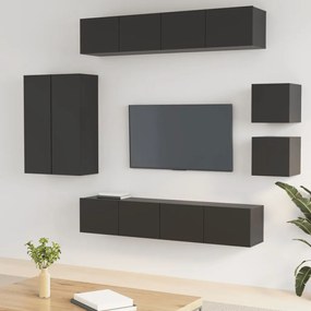 vidaXL Conjunto móveis de TV 8 pcs madeira processada preto