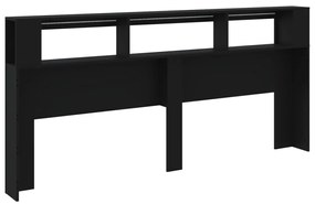 Cabeceira cama c/ LEDs 220x18,5x103,5 cm deriv. madeira preto