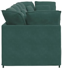 Sofá modular com almofadas veludo verde-escuro