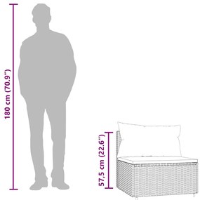 3 pcs conjunto lounge de jardim c/ almofadões vime PE preto