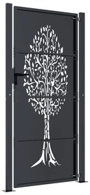 Portão de jardim 105x205 cm aço design árvore antracite