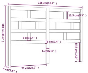 Cabeceira de cama 156x4x100 cm pinho maciço cinzento