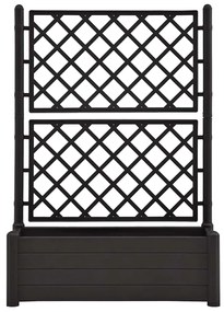 Vaso/floreira de jardim com treliça 100x43x142 cm PP antracite
