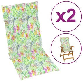 vidaXL Almofadões para cadeiras altas de jardim 2 pcs tecido folhas