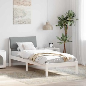 vidaXL Estrutura da cama Branco e cinza claro 75 x 190 cm
