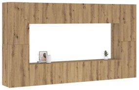 Conjunto de armário TV parede 8 pcs madeira carvalho artisiano