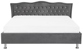 Cama de casal com arrumação em veludo cinzento escuro 180 x 200 cm METZ Beliani