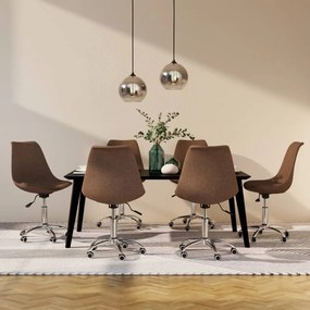 vidaXL Cadeiras de jantar giratórias 6 pcs tecido cinzento-acastanhado