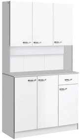 HOMCOM Armário de Cozinha com Prateleira Ajustável para Microondas 101x39x180 cm Branco