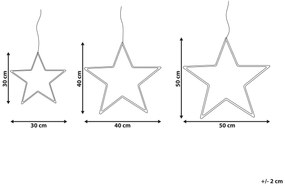 Conjunto de 3 decorações de parede com LED em forma de estrela KUNNARI Beliani