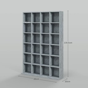 Móvel multimédia 89 x 130,5 cm com capacidade para 456 CDs/336 DVDs - estante de madeira com prateleiras ajustáveis, cinzento