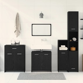 Conjunto de Móveis de Casa de Banho vidaXL 4 Peças Carvalho Preto Made