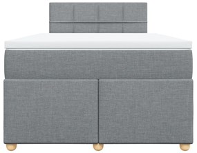 Cama boxspring com colchão 120x190 cm tecido cinzento-claro