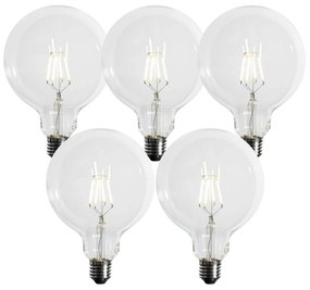 Conjunto de 5 Lâmpadas LED E27 Reguláveis em 3 Passos Filamento Espiral G125 4W 450 lm 3000K