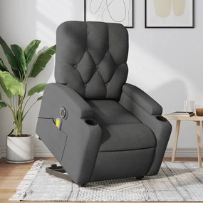 vidaXL Poltrona elétrica elevatória massagens tecido cinzento-escuro