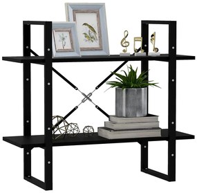 Estante com 2 prateleiras 80x30x70 cm pinho maciço preto