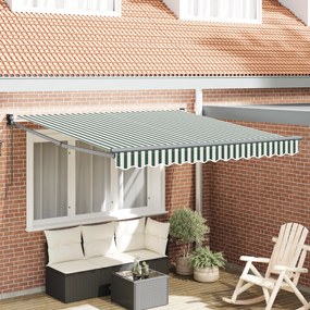 Toldo Manual Retrátil vidaXL Verde e Branco 300x250 cm