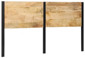 vidaXL Cabeceira de cama 180 cm madeira de mangueira maciça e ferro
